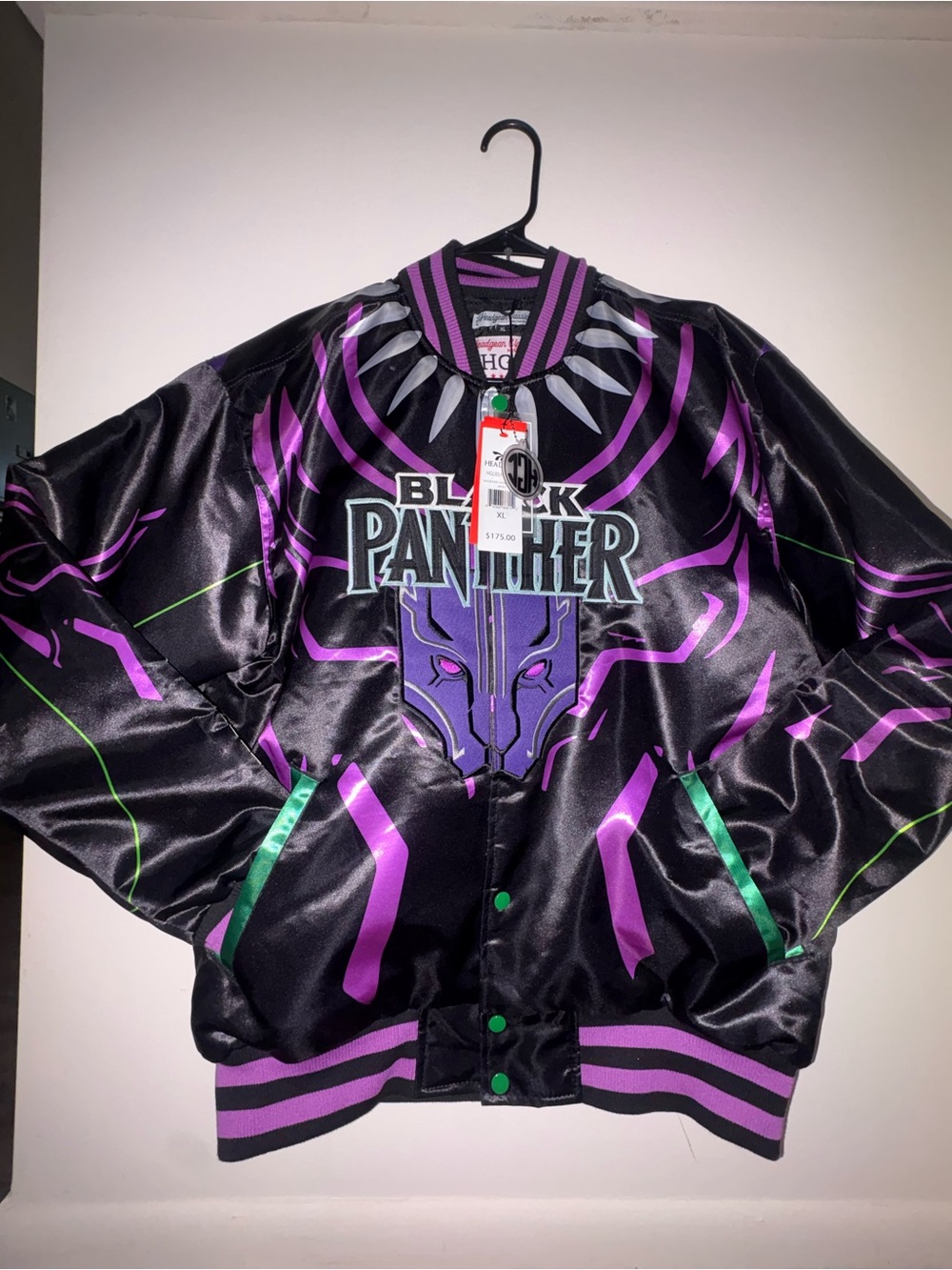 Black Panther Satin Bomber Jacket - Black & Purple